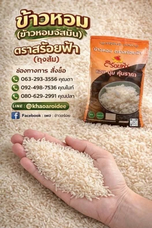 🌾 ข้าวหอมตราสร้อยฟ้า (ถุงส้ม)